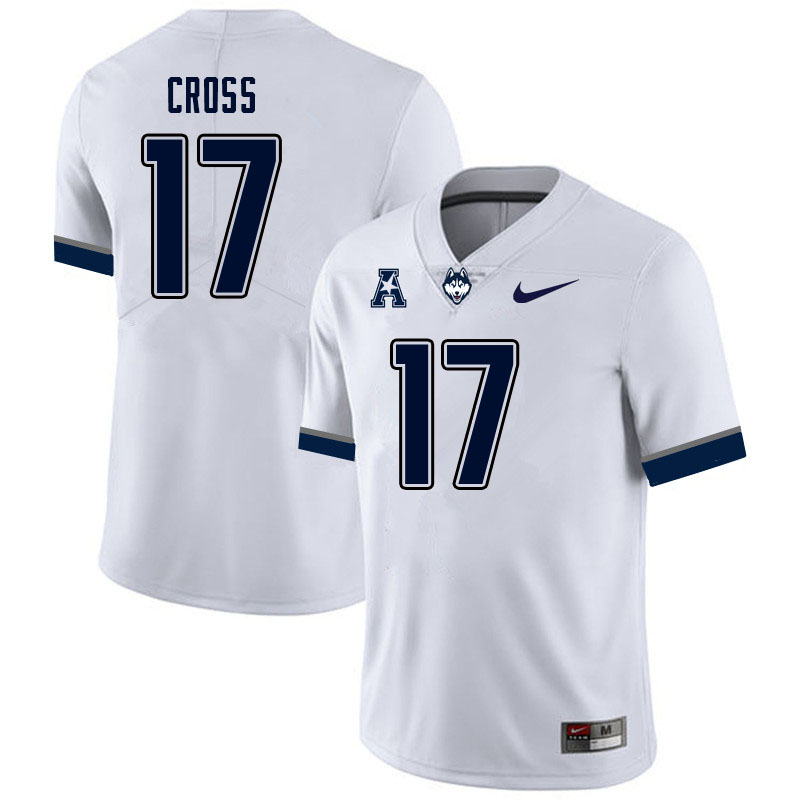 Men #17 Stan Cross Uconn Huskies College Football Jerseys Sale-White - Click Image to Close